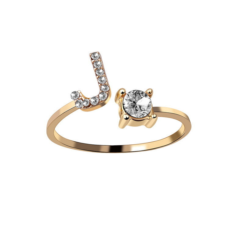 New Design Adjustable 26 Initial Letter Ring Fashion Jewelry For Women Simple Elegant Jewelry New Design Adjustable 26 Initial Letter Ring Fashion Jewelry For Women Simple Elegant Jewelry